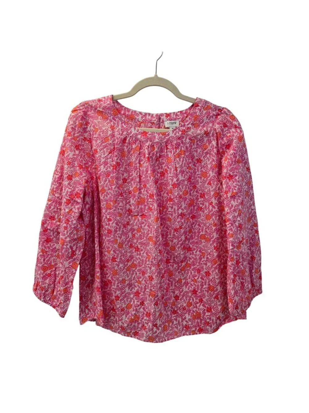 NWT J. Crew Factory Floral Printed Puff Sleeve Pintuck Top Size Medium